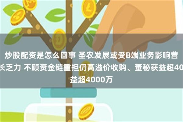 炒股配资是怎么回事 圣农发展或受B端业务影响营收增长乏力 不顾资金链重担仍高溢价收购、董秘获益超4000万
