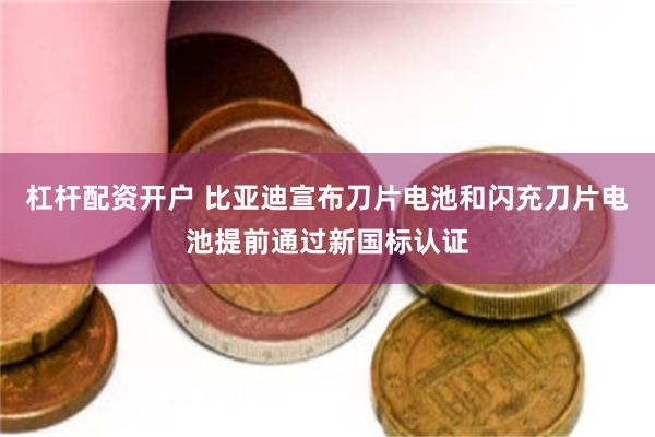 杠杆配资开户 比亚迪宣布刀片电池和闪充刀片电池提前通过新国标认证