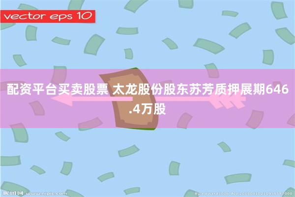 配资平台买卖股票 太龙股份股东苏芳质押展期646.4万股