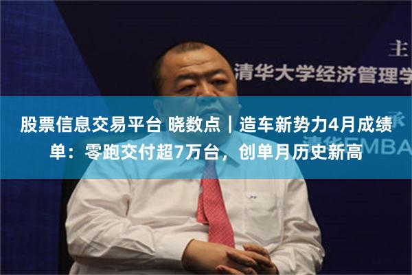 股票信息交易平台 晓数点｜造车新势力4月成绩单：零跑交付超7万台，创单月历史新高