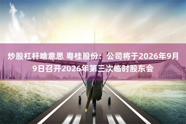炒股杠杆啥意思 粤桂股份：公司将于2026年9月9日召开2026年第三次临时股东会