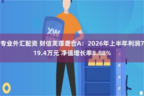 专业外汇配资 财信芙璟混合A：2026年上半年利润719.4万元 净值增长率8.88%