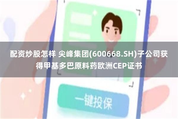 配资炒股怎样 尖峰集团(600668.SH)子公司获得甲基多巴原料药欧洲CEP证书